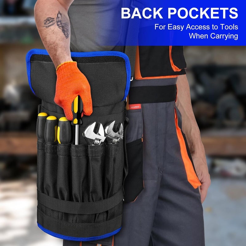 LEFORZ Tool Bag,Large Roll Up Tool Bag Organizer,13 Pockets Tool Roll Storage Pouch,Heavy Duty Portable Tool Storage Carrier Bag for Men,Mechanic,Electrician & Hobbyist,Black/Blue - Image 4